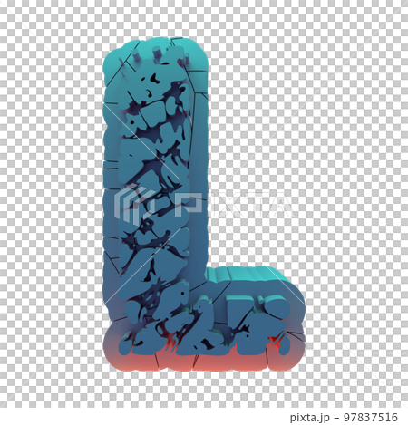 3D rendered illustration.Molded and cracked letter.Layered art font. 3D rendered illustration.Molded and cracked letter.Layered art font. 97837516