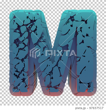 3D rendered illustration.Molded and cracked letter.Layered art font. 3D rendered illustration.Molded and cracked letter.Layered art font. 97837517