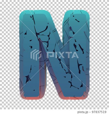 3D rendered illustration.Molded and cracked letter.Layered art font. 3D rendered illustration.Molded and cracked letter.Layered art font. 97837519