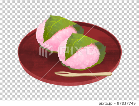 桜スイーツ 桜餅 さくら餅のイラスト素材 [97837749] - PIXTA