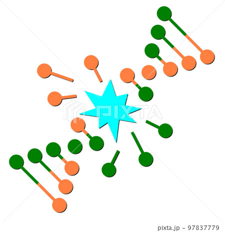 生物細胞のDNAが損傷して分子崩壊するイラスト 97837779