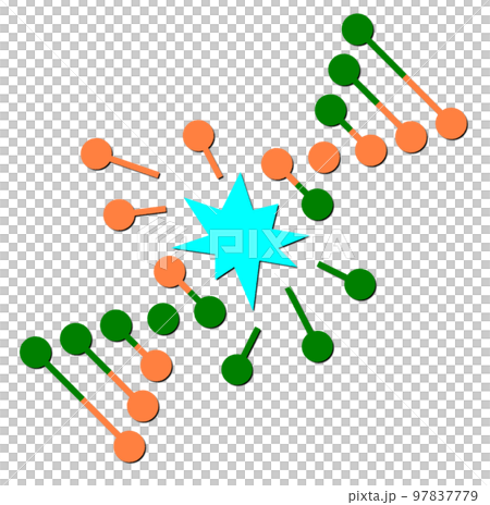 生物細胞のDNAが損傷して分子崩壊するイラスト 97837779