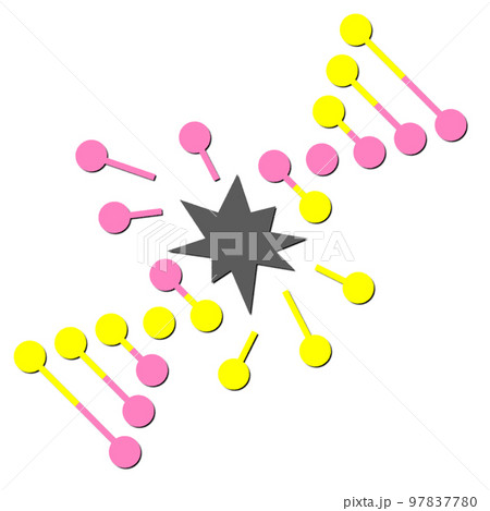 生物細胞のDNAが損傷して分子崩壊するイラスト 生物細胞のDNAが損傷して分子崩壊するイラスト 97837780