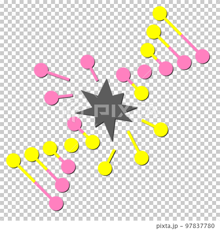 生物細胞のDNAが損傷して分子崩壊するイラスト 生物細胞のDNAが損傷して分子崩壊するイラスト 97837780