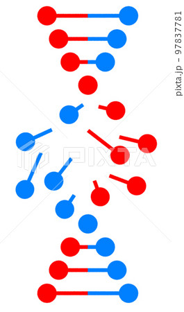 生物細胞のDNAが損傷して分子崩壊するイラスト 生物細胞のDNAが損傷して分子崩壊するイラスト 97837781