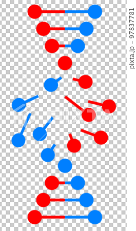 生物細胞のDNAが損傷して分子崩壊するイラスト 生物細胞のDNAが損傷して分子崩壊するイラスト 97837781