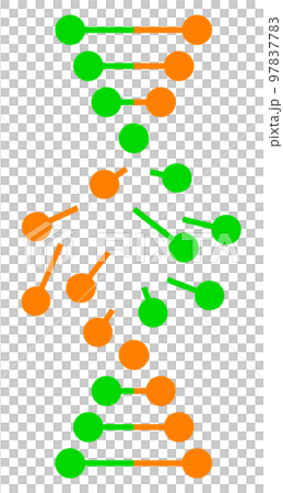 生物細胞のDNAが損傷して分子崩壊するイラスト 生物細胞のDNAが損傷して分子崩壊するイラスト 97837783