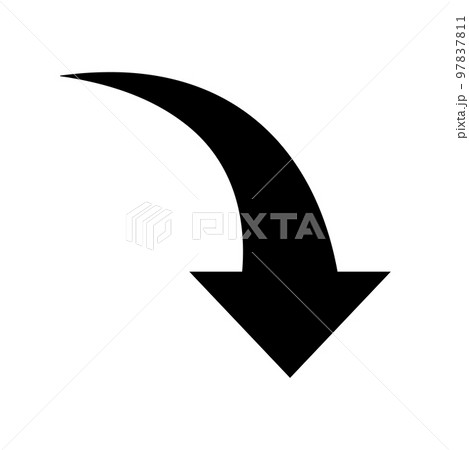 右下がりの矢印　黒 97837811