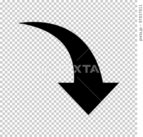 右下がりの矢印　黒 97837811