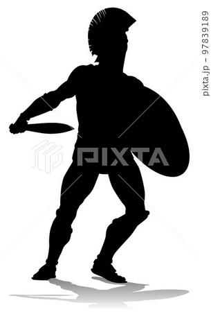 Spartan Silhouette Gladiator Trojan Greek Warrior 97839189