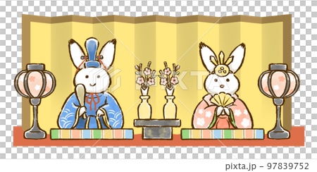 Rabbit Hina dolls (male and female dolls) 1 tier hand-drawn illustration Rabbit Hina dolls (male and female dolls) 1 tier hand-drawn illustration 97839752