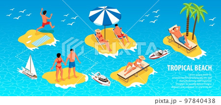 Tropical Beach Isometric Infographics 97840438
