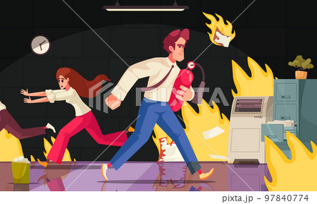 Evacuation Cartoon Poster 97840774