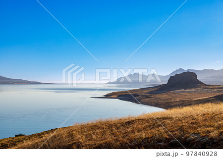 View of Eskifjordur Fjord, Iceland 97840928