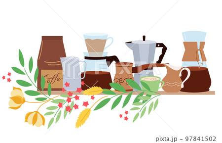 Coffee Cookware Flat Composition 97841502