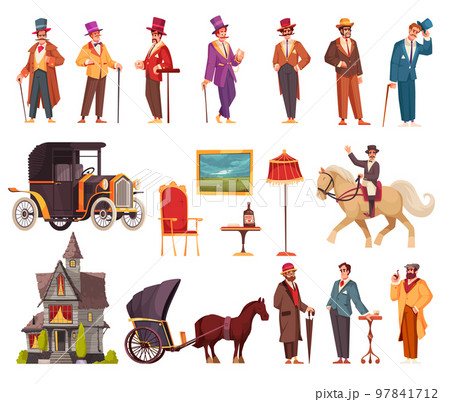 Gentlemen Cartoon Set Gentlemen Cartoon Set 97841712