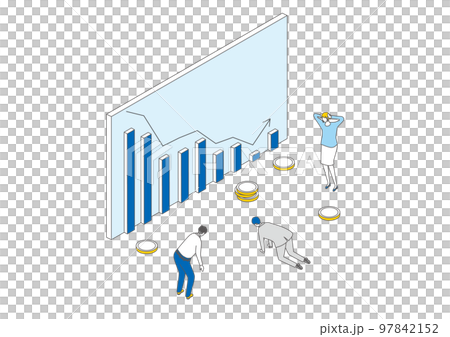Isometric_People who are saddened by stock price down Isometric_People who are saddened by stock price down 97842152