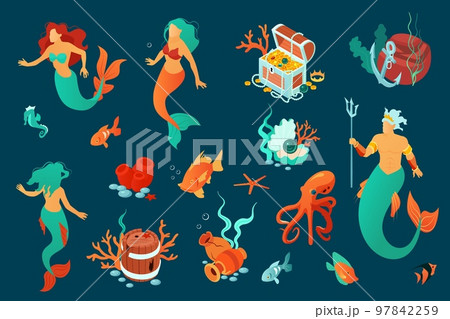Underwater World Icons Collection 97842259
