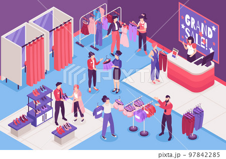 Isometric Clothing Store Illustration Isometric Clothing Store Illustration 97842285