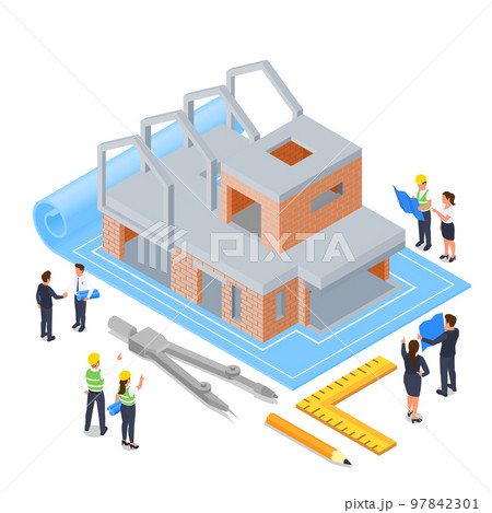 Project Construction Isometric Composition 97842301