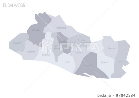 El Salvador political map of administrative divisions - departments. Grey vector map with labels. 97842534