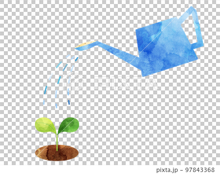 澆水植物芽的插圖（水彩版） 97843368