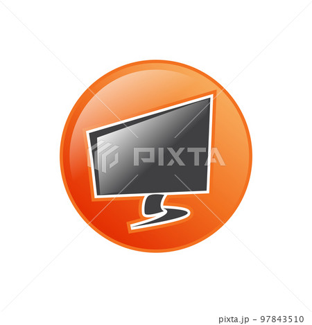 creative screen computer on circle for pc repair logo vector design 97843510
