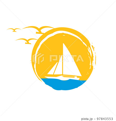 summer style ship boat yacht sailing logo design in summer style vector illustrations summer style ship boat yacht sailing logo design in summer style vector illustrations 97843553