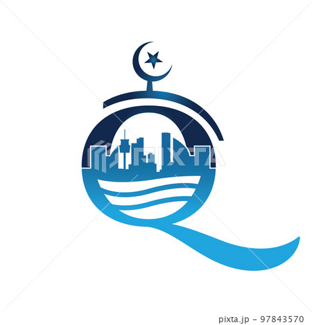 islamic center building moslem center mosque logo design graphic concept vector 97843570