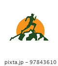 man in the mountain run logo vector design template illustrations 97843610