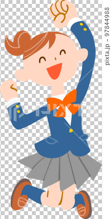 女學生高興地跳 女學生高興地跳 97844988