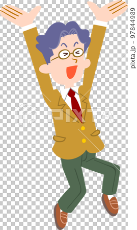 Male student jumping happily 97844989