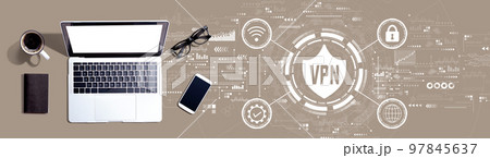 VPN concept with a laptop computer 97845637