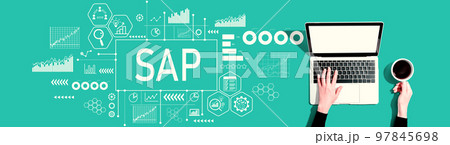 SAP theme with person using a laptop SAP theme with person using a laptop 97845698