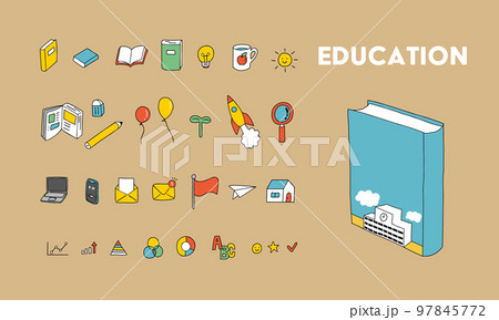 教育・勉強・学習系のイラストアイコンセット 97845772