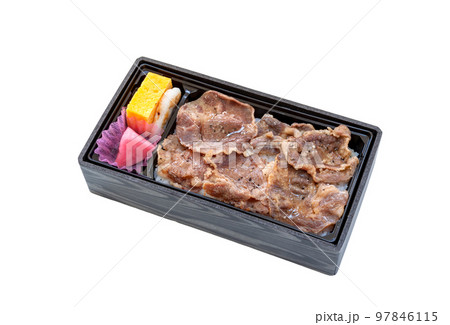 お持ち帰り牛タン弁当、駅弁【白背景・切り抜き】 お持ち帰り牛タン弁当、駅弁【白背景・切り抜き】 97846115