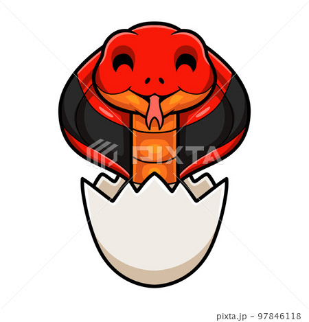 Cute red spitting cobra cartoon inside an egg 97846118