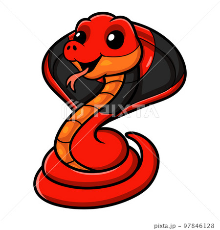 Cute red spitting cobra cartoon 97846128
