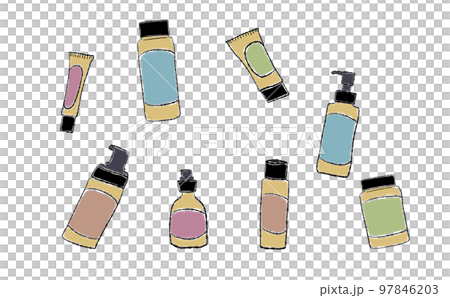 色彩繽紛的化妝品瓶 色彩繽紛的化妝品瓶 97846203