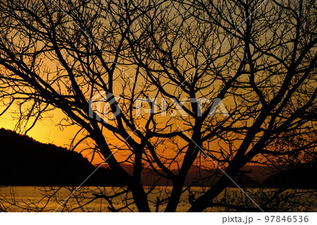 印象的な琵琶湖の夕景 印象的な琵琶湖の夕景 97846536