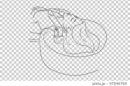 一個女人被洗頭的線條畫插圖 97846769