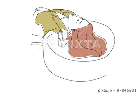 シャンプーされる女性のイラスト シャンプーされる女性のイラスト 97846801