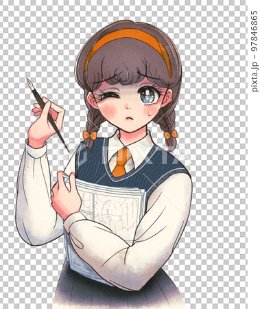 間に合わない…〆切に追われる学生同人作家のイラスト 97846865