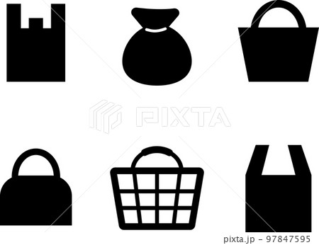 いろいろなバッグのモノクロイラスト 97847595