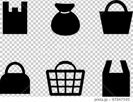 いろいろなバッグのモノクロイラスト 97847595