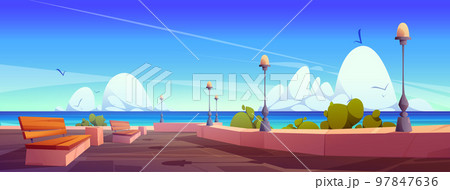 City embankment in summer season 97847636