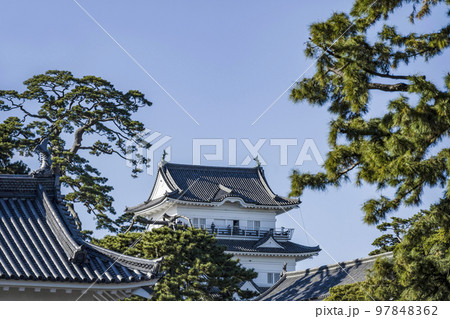 小田原城址公園　馬屋曲輪から見る天守閣 97848362