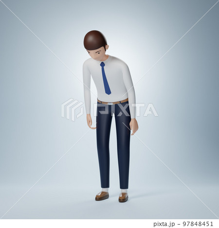 Businessman cartoon character apologize pose 97848451