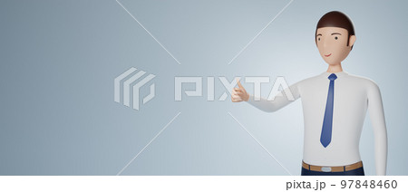 Businessman cartoon character standing and thumbs up Businessman cartoon character standing and thumbs up 97848460