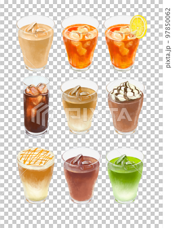 Illustration set of cold drinks Cafe drinks 97850062
